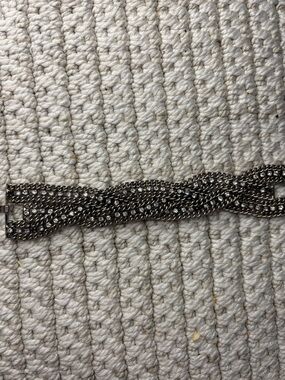 Vintage Braided Rhinestone Gunmetal Chain Statement Bracelet Chunky Glam Cuff